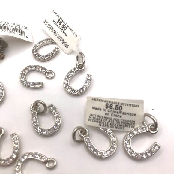 American Eagle Outfitters Horseshoe Turtle and Wishbone Charms with Rhinestones - Picture 3 of 3